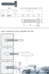 Hmoždinka zatláčacia pre sťahovacie pásky 5458E 8x43mm (cena 100ks/bal.)